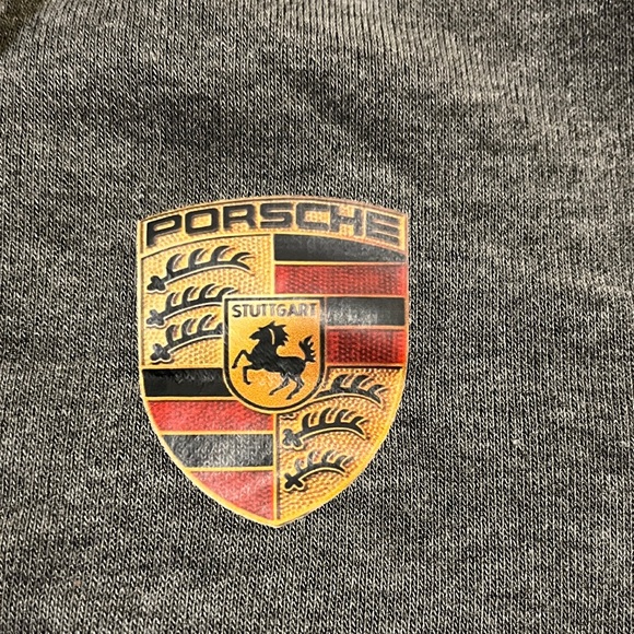 Porsche Gray Men's Fleece Zip Up Hoodie with Porsche Emblem on Front - Picture 2 of 7